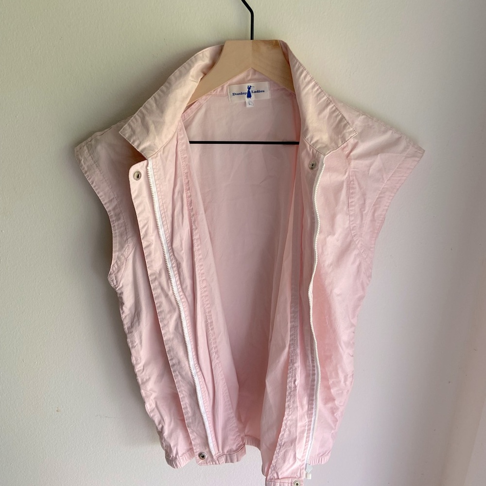 Vintage 80s pink Dunlop ladies sleeveless zip jacket vest - L